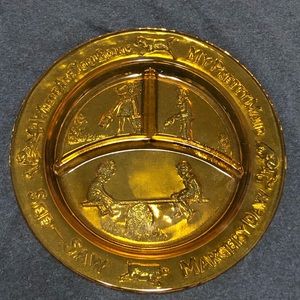 Vintage tiara amber divided children’s plate with nursery rhymes and pictures